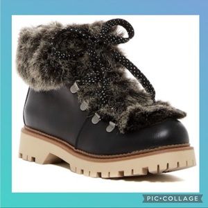 💐Sam Edelman Circus "Kilbourn" Faux Fur Chunky Lug Sole Ankle Booties